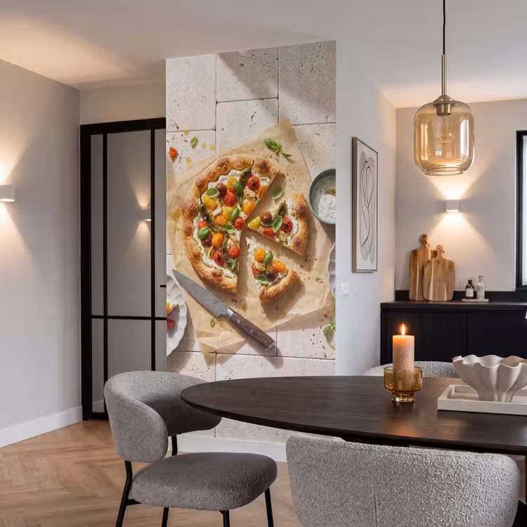 Tapete - Essen – Tomaten – Basilikum – Mahlzeit – Frisch - Eten - Tomaten - Basilicum - Maaltijd - Vers Behang Vlies klein