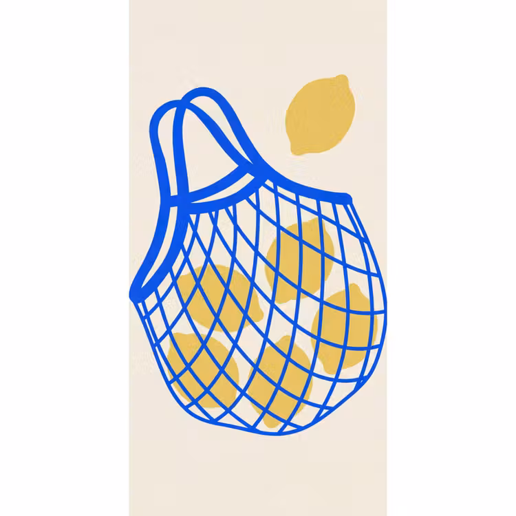 Eten - Citroen - Boodschappen - Abstract - Geel - Blauw Behang Vlies klein -3d_website