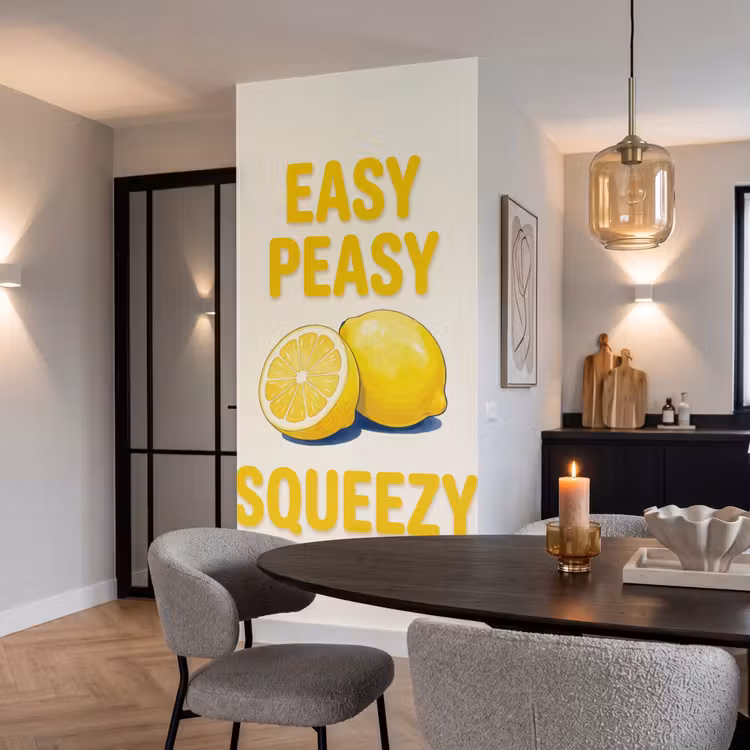 Eten - Citroenen - Keuken - Illustratie - Geel Behang Vlies klein -sfeer3