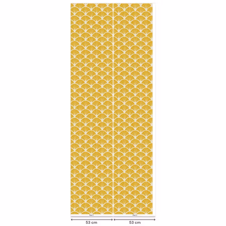 Waaiers - Art Deco - Retro - Okergeel Behang Vlies klein 1076 -USP_banen
