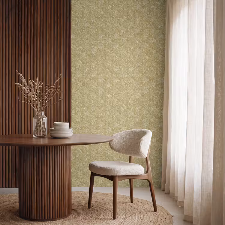 Waaier - Geometrisch - Groen Behang Vlies klein 1076 -sfeer1