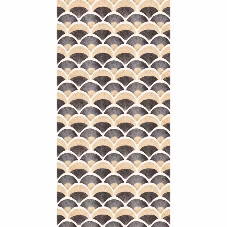 Waaier - Patroon - Zwart - Beige Behang Vlies klein 1076 -3d_website