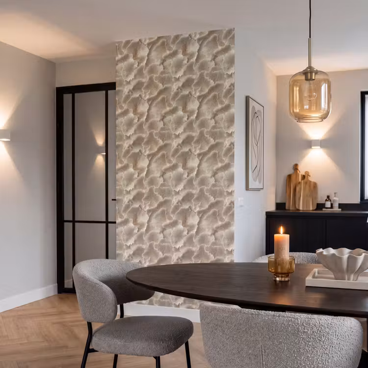 Waaierstructuren - Beige - Vezeltextuur Behang Vlies klein 1076 -sfeer3