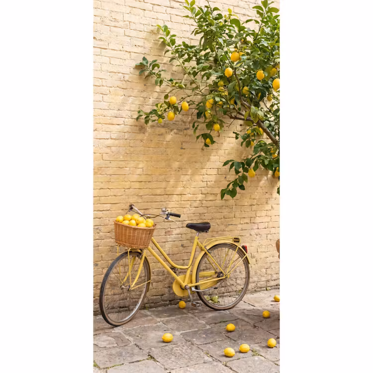 Fiets - Mand - Eten - Geel - Zomer Behang Vlies klein -3d_website