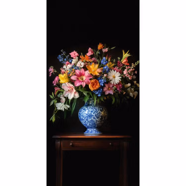 Kleur - Vaas - Bloemen - Boeket Behang Vlies klein -3d_website