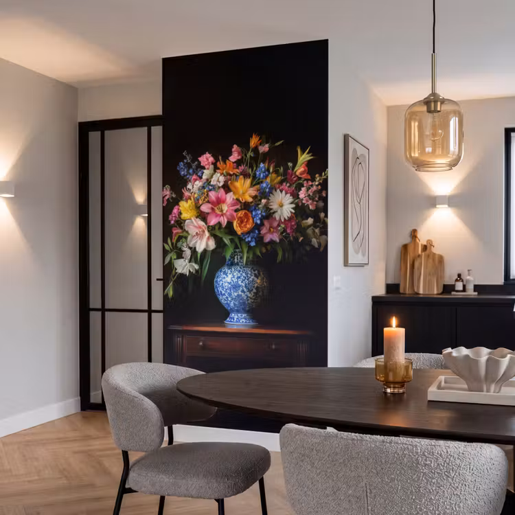 Kleur - Vaas - Bloemen - Boeket Behang Vlies klein -sfeer3