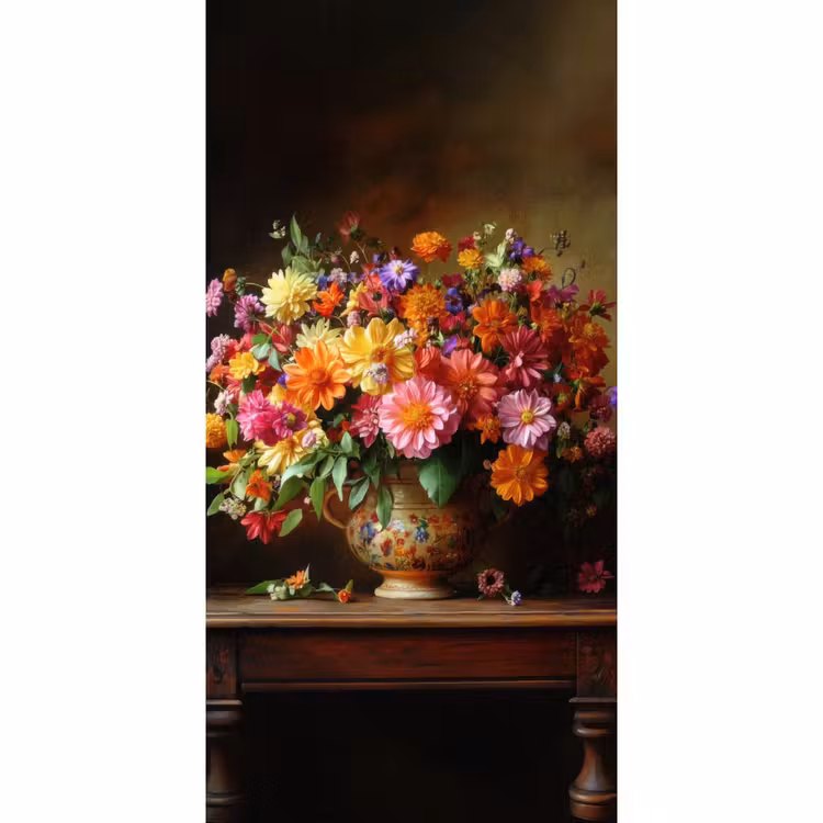 Kleuren - Boeket - Vaas - Hout Behang Vlies klein -3d_website