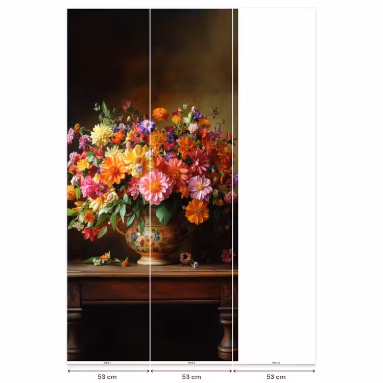 Kleuren - Boeket - Vaas - Hout Behang Vlies klein -USP_banen