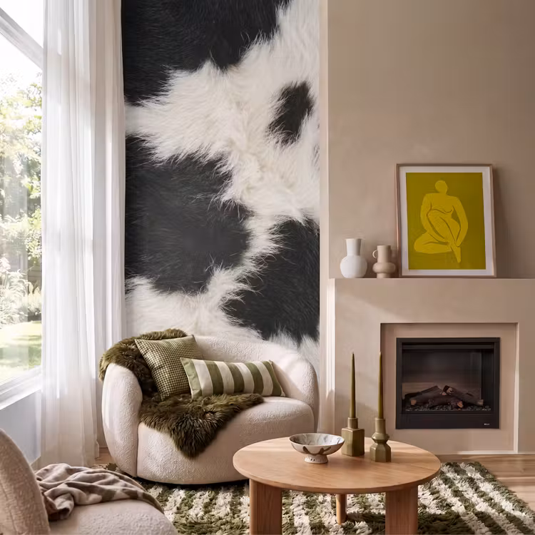 Bont - Textuur - Zwart - Wit Behang Vlies klein -sfeer2