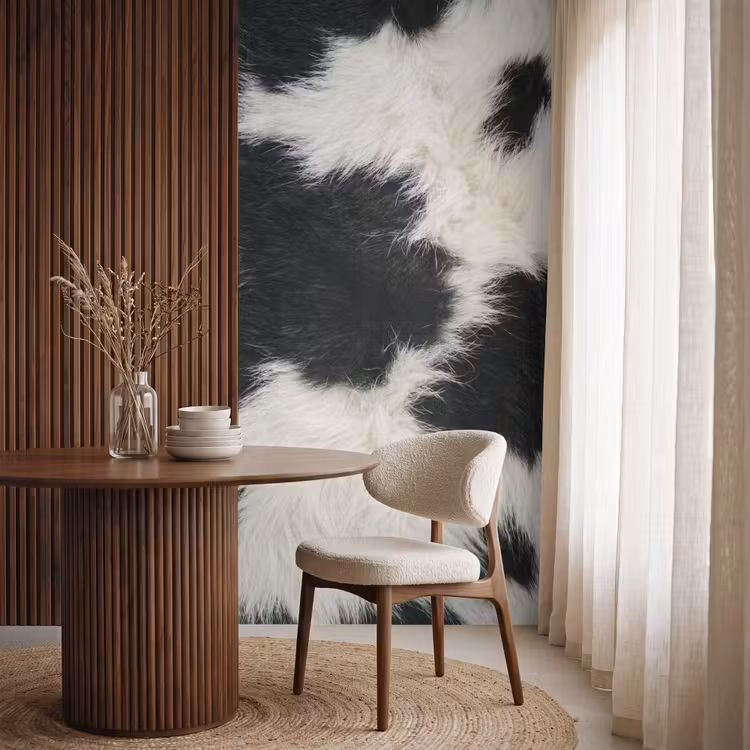 Bont - Textuur - Zwart - Wit Behang Vlies klein -sfeer1