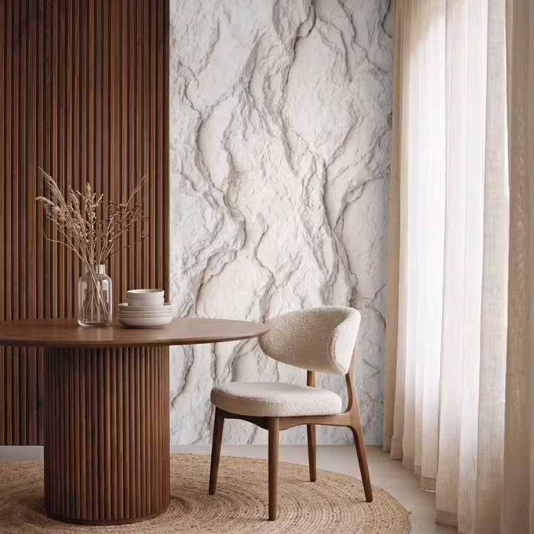 Rots - Structuur - Natuur - Beige - Abstract Behang Vlies klein -sfeer1