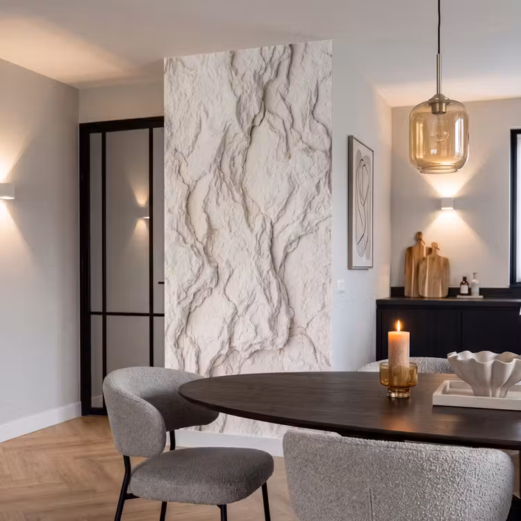 Rots - Structuur - Natuur - Beige - Abstract Behang Vlies klein -sfeer3
