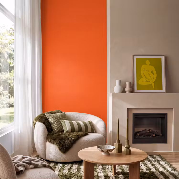 Fiery  - Tangerine - Oranje Behang Vlies klein 1076 -sfeer2