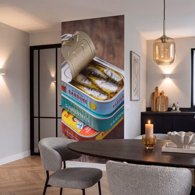Tapete - Fisch – Dosen – Küche - Vis - Blikjes - Keuken Behang Vlies klein