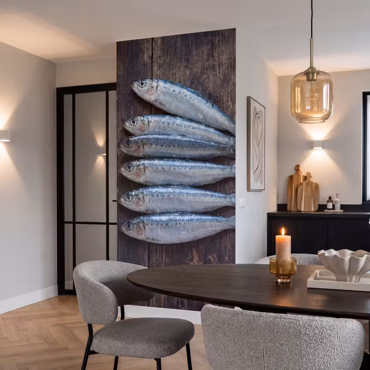 Tapete - Fisch – Holz – Essen - Vis - Hout - Eten Behang Vlies klein