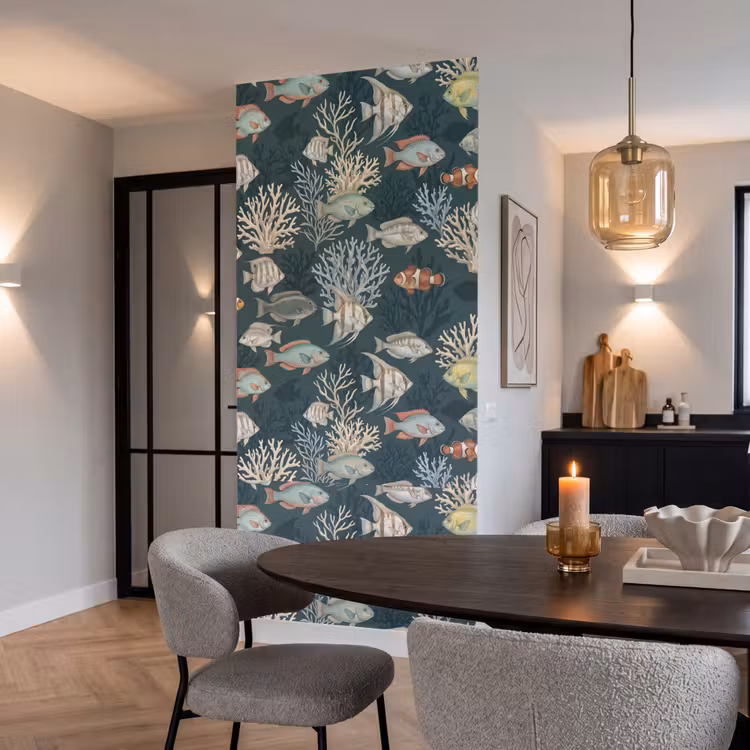 Vis - Koraal - Onderwater - Illustratie Behang Vlies klein -sfeer3