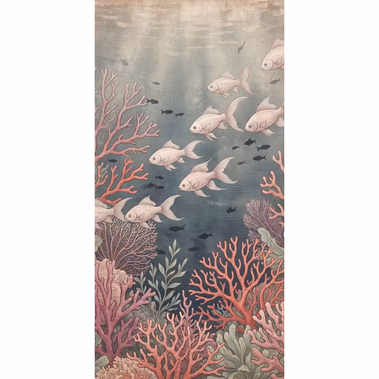Vis - Koraal - Onderwater - Illustratie - Vintage Behang Vlies klein -3d_website