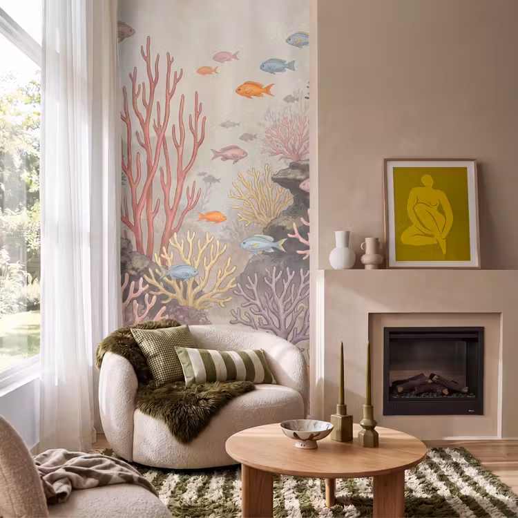 Vis - Koraalrif - Onderwaterwereld - Illustratie Behang Vlies klein -sfeer2