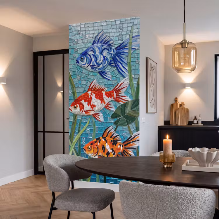 Vis - Mozaïek - Onderwater - Kleurrijk - Dieren Behang Vlies klein -sfeer3
