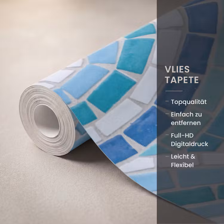 Vis - Mozaïek - Water - Decoratief - Blauw Behang Vlies klein -USP_closeupDE