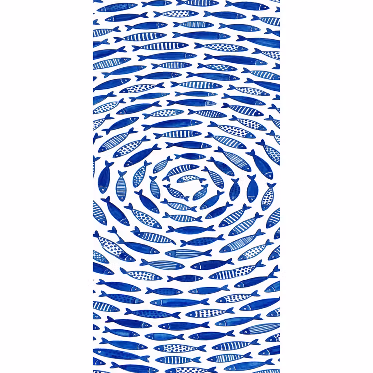 Vis - Patroon - Onderwater - Abstract - Blauw Behang Vlies klein -3d_website