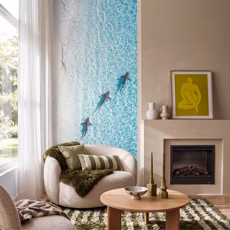 Vis - Oceaan - Strand - Turquoise - Natuur Behang Vlies klein -sfeer2