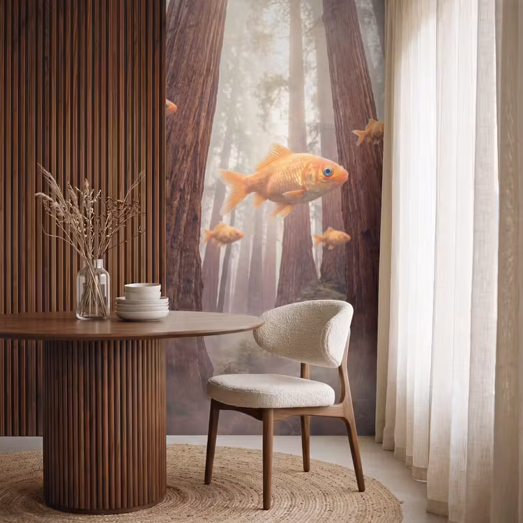 Tapete - Fisch – Wald – Fantasie - Vis - Bos - Fantasie Behang Vlies klein