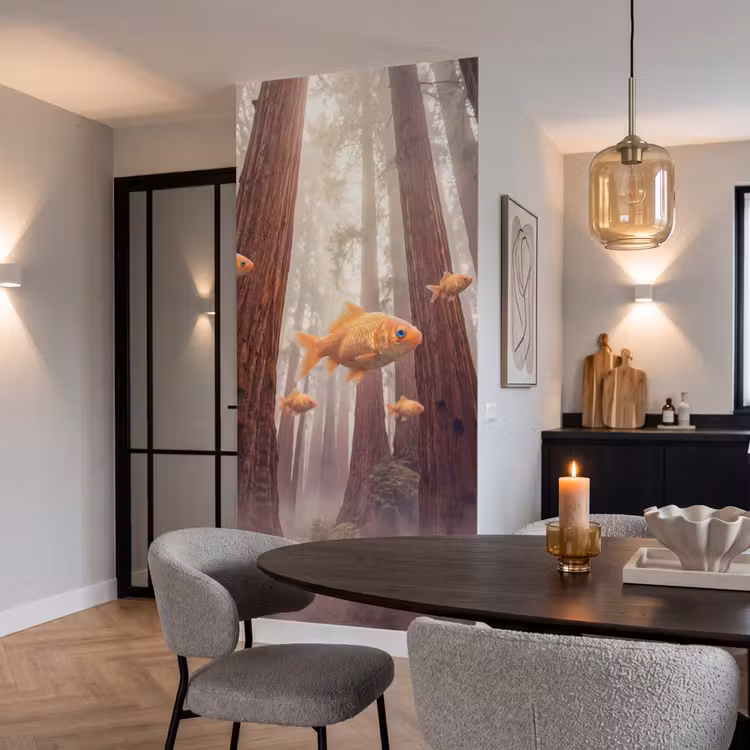 Tapete - Fisch – Wald – Fantasie - Vis - Bos - Fantasie Behang Vlies klein