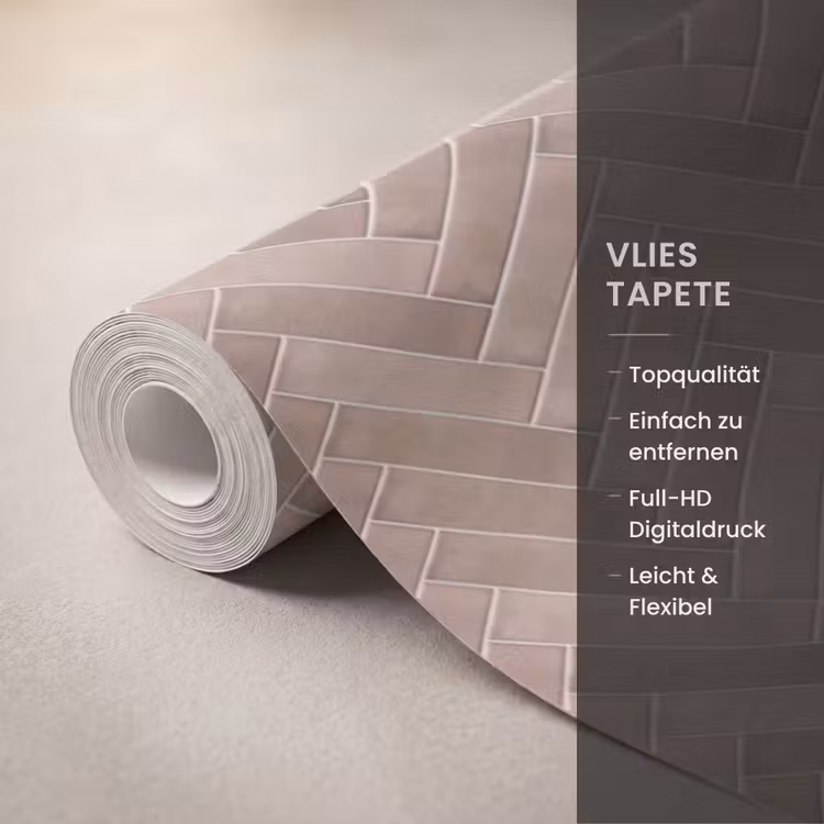 Visgraat - Wandtegel - Oudroze - Terracotta Behang Vlies klein 1076 -USP_closeupDE