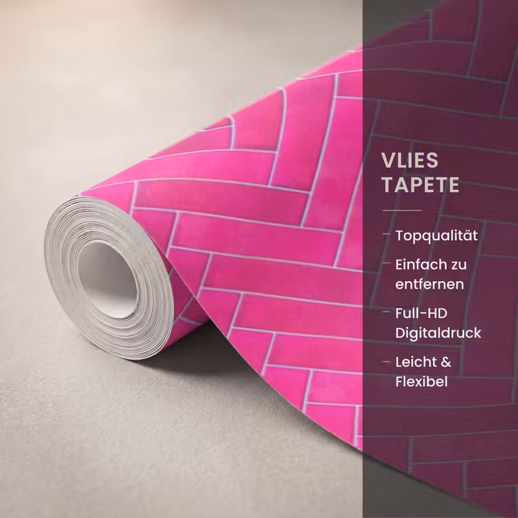Visgraat - Wandtegel - Fuchsia - Roze Behang Vlies klein 1076 -USP_closeupDE