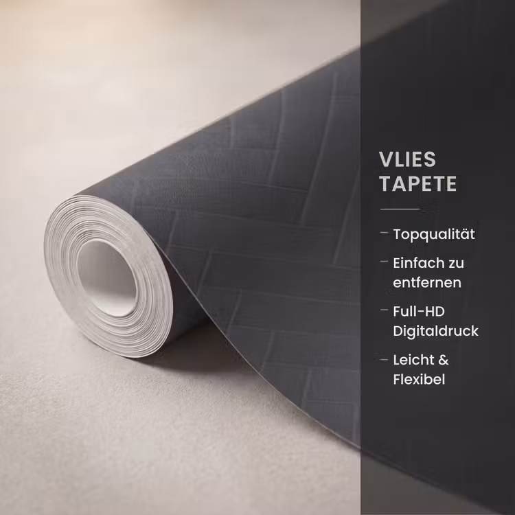 Visgraat - Wandtegel - Mat - Zwart Behang Vlies klein 1076 -USP_closeupDE