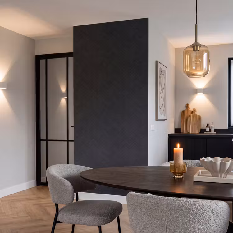 Visgraat - Wandtegel - Mat - Zwart Behang Vlies klein 1076 -sfeer3