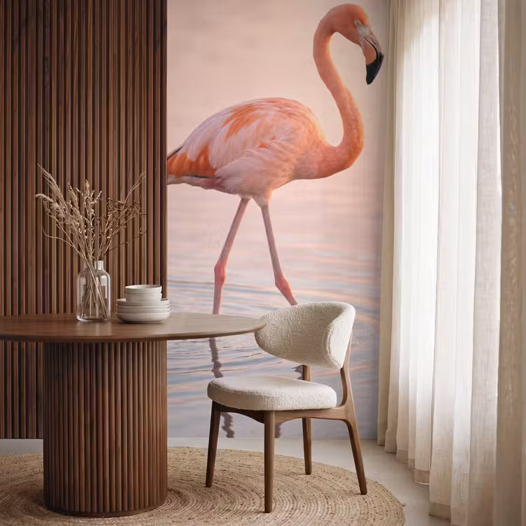Flamingo - Water - Roze Behang Vlies klein -sfeer1