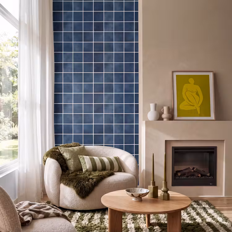 Tegel - Modern - Blauw Behang Vlies klein 1076 -sfeer2