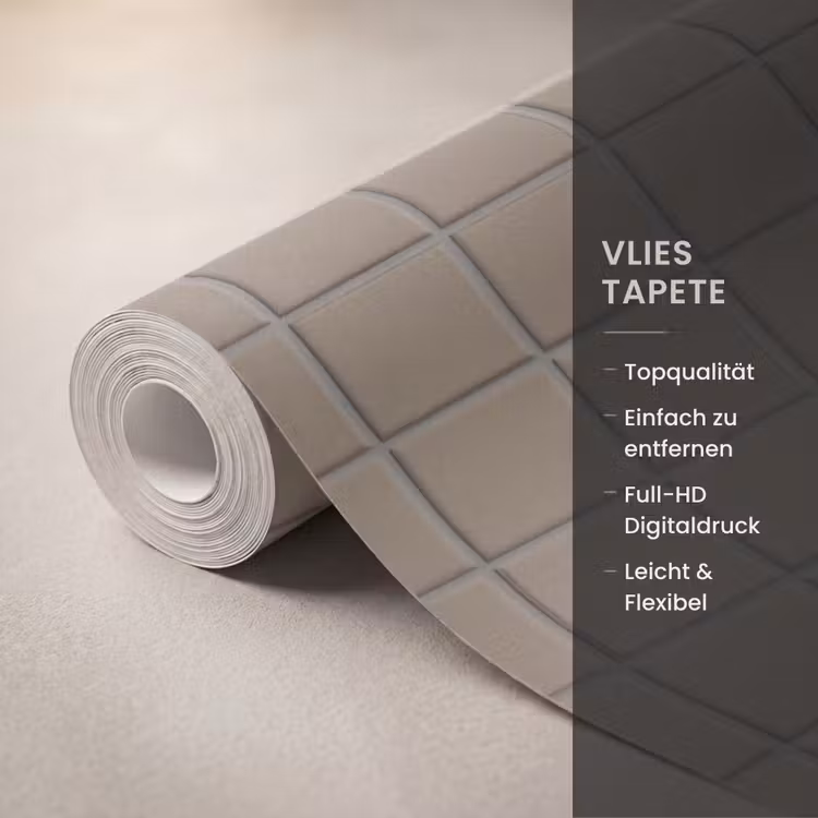 Tegel - Patroon - Taupe Behang Vlies klein 1076 -USP_closeupDE