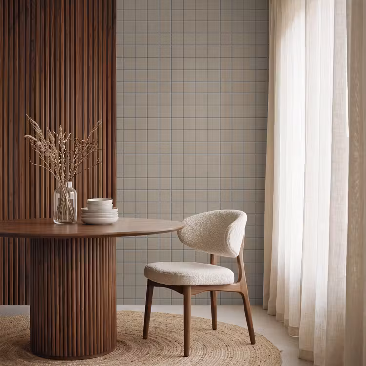Tegel - Patroon - Taupe Behang Vlies klein 1076 -sfeer1