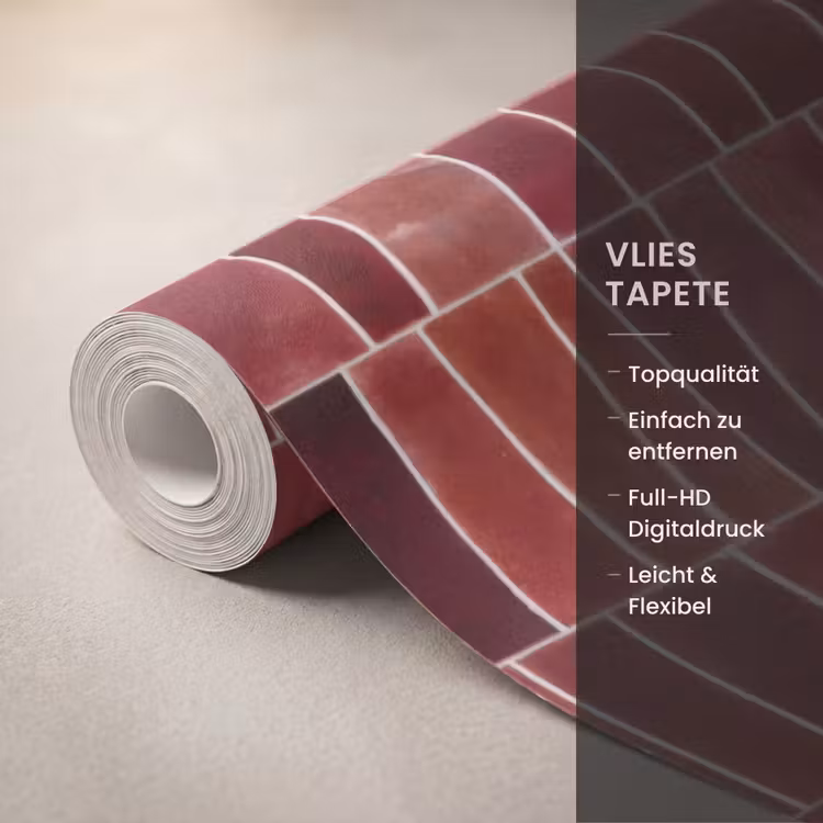 Tapete - Fliesen – Modern – Struktur – Tiefrot - Tegels - Modern - Structuur - Dieprood Behang Vlies klein 1076