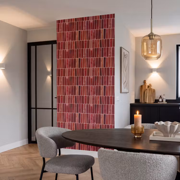 Tapete - Fliesen – Modern – Struktur – Tiefrot - Tegels - Modern - Structuur - Dieprood Behang Vlies klein 1076