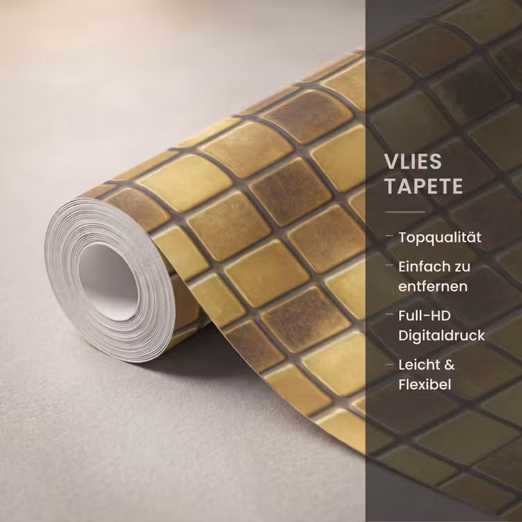 Tapete - Fliesen – Mosaik – Luxus – Warmes Gold - Tegels - Mozaïek - Luxe - Warm Goud Behang Vlies klein 1076