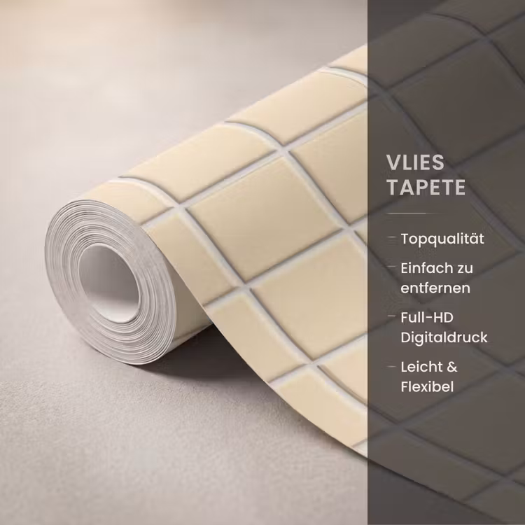 Tegels - Patroon - Crème Behang Vlies klein 1076 -USP_closeupDE
