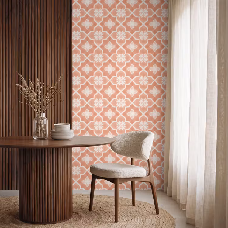 Tapete - Fliesenmuster – Arabeske – Vintage – Terrakotta - Tegelpatroon - Arabesk - Vintage - Terracotta Behang Vlies klein 1076