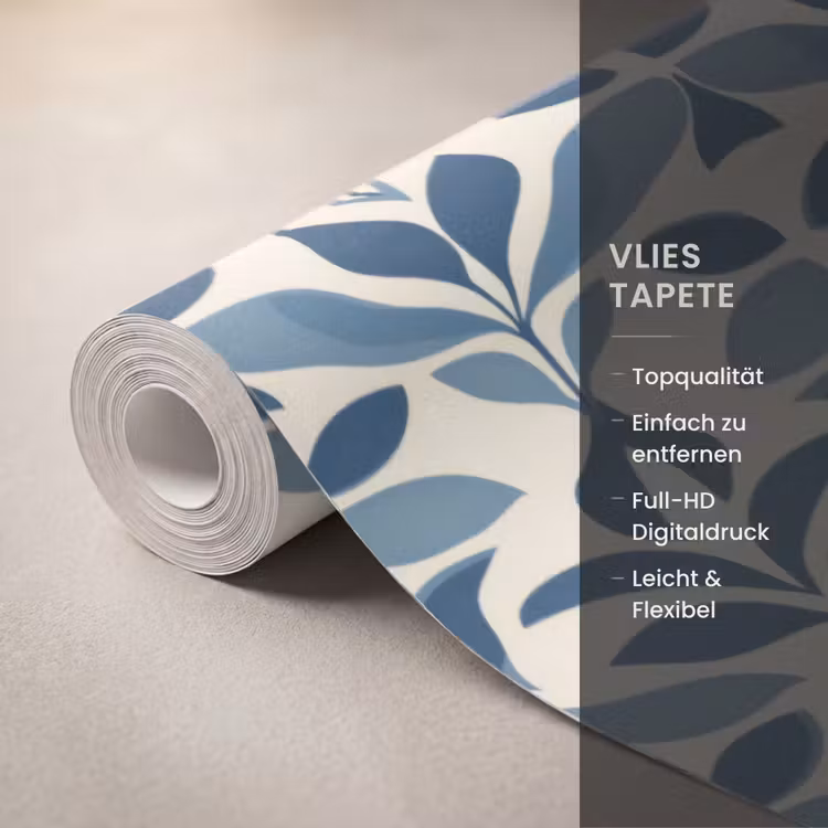 Flora - Modern - Blauw Behang Vlies klein 1076 -USP_closeupDE