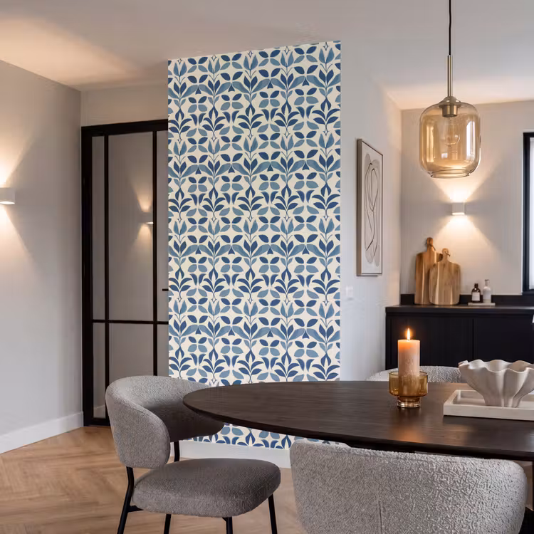 Flora - Modern - Blauw Behang Vlies klein 1076 -sfeer3