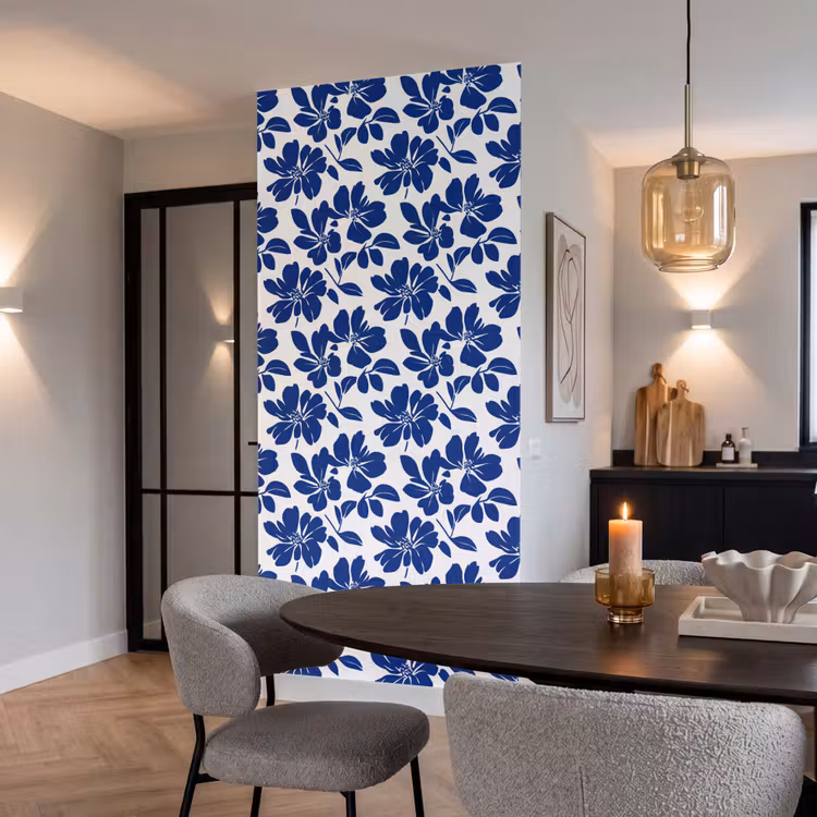 Floraal - Modern - Blauw Behang Vlies klein 1076 -sfeer3