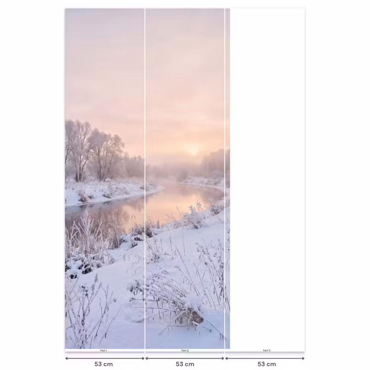 Rivier - Winter - Landschap - Sneeuw - Zonsopgang Behang Vlies klein -USP_banen