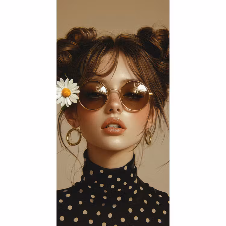 Vrouw - Beige - Bloem - Modern - Portret Behang Vlies klein -3d_website
