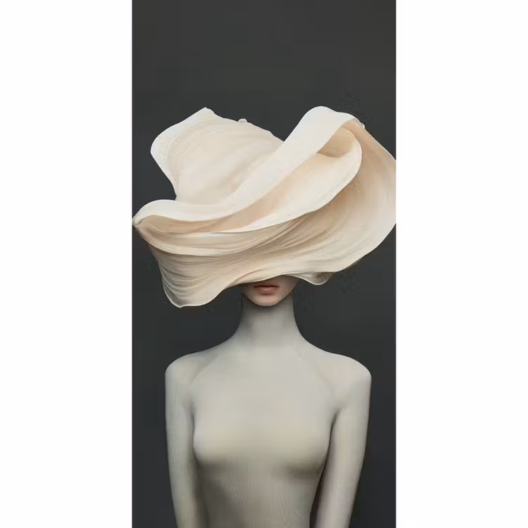 Vrouw - Beige - hoed Behang Vlies klein -3d_website
