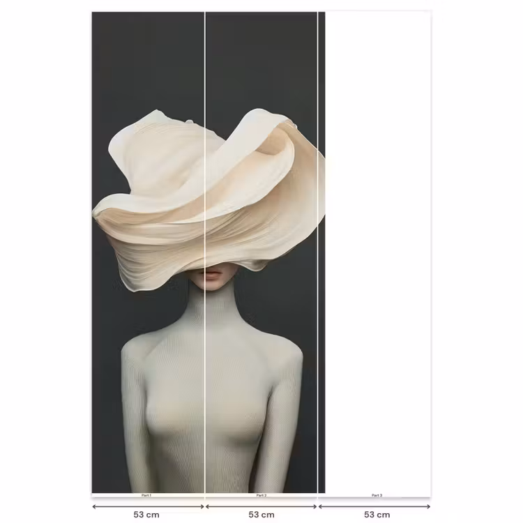 Vrouw - Beige - hoed Behang Vlies klein -USP_banen