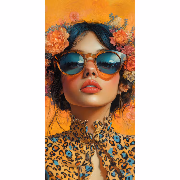 Vrouw - Bloemen - Aesthetic - Oranje Behang Vlies klein -3d_website