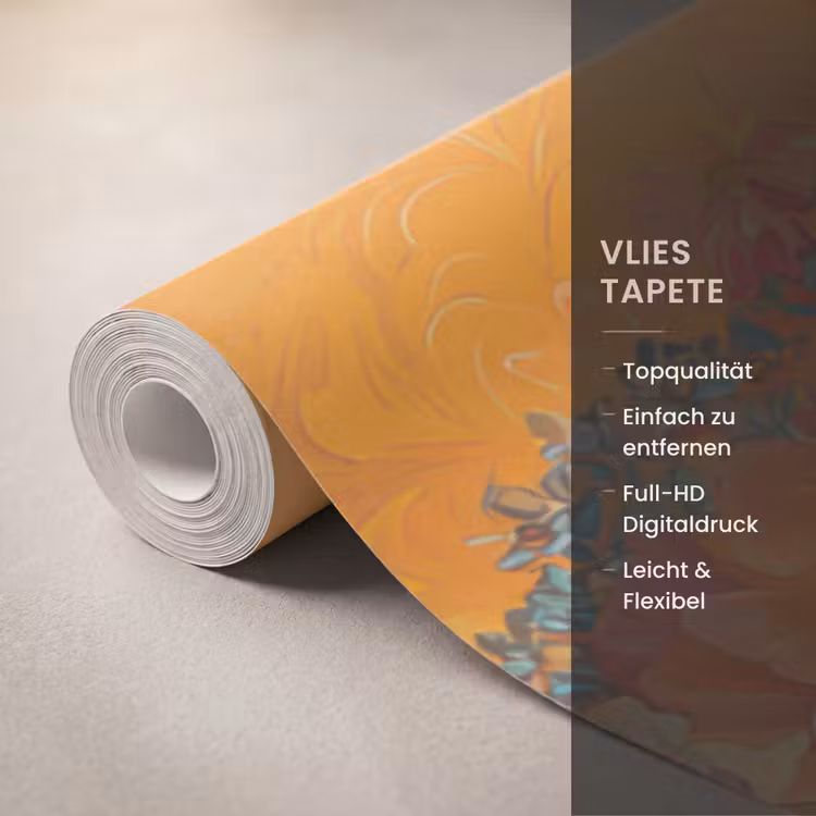 Vrouw - Bloemen - Aesthetic - Oranje Behang Vlies klein -USP_closeupDE